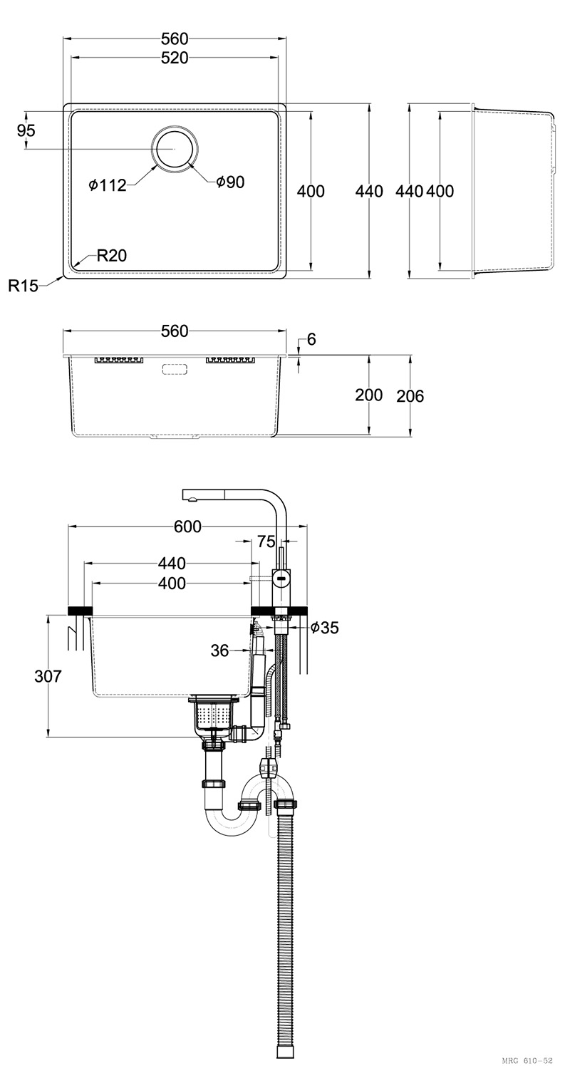 FRANKE 花崗岩廚房水槽 MRG 610-52